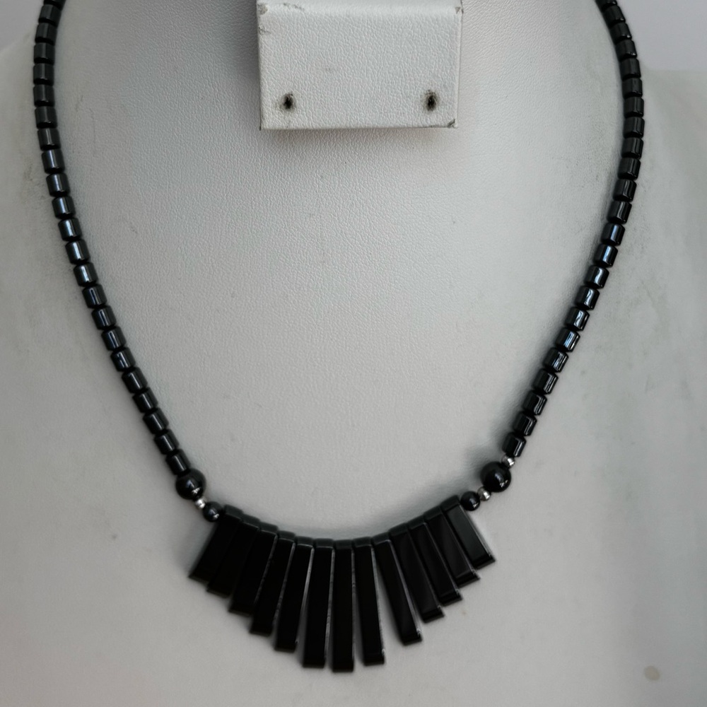 Magnetite necklace/ black color/ barrel clasp/ measures 16 in total leng…